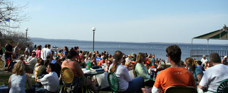 Lots of people gathered to celebrate spring at the terrace