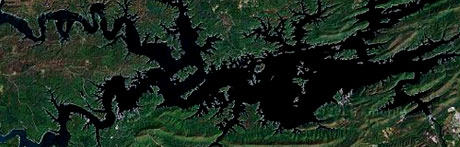 Satellite view of Lake Ouachita, Arkansas